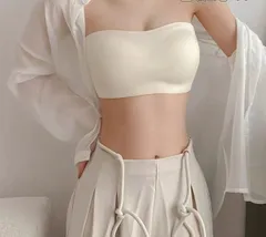 シームレス トップス ブラ 四季 진행 滑り落ち防止 シリコン ムボン (ママムペンライト) カップ付きノースリーブ タンクトップ チューブトップ