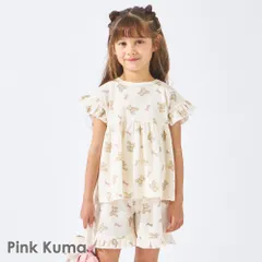 [ピンククマ]子供服 パジャマ キッズ ベビー 子供 キッズ服 女の子 ガールズ ルームウェア 部屋着 寝巻き 子供パジャマ 半袖パジャマ 上下セット 半袖 半ズボン フリル evercloset ever closet エバクロ エバークローゼット