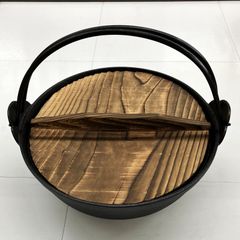 未使用】南部鉄器 割烹 2本ツル 丸鍋 日本製 池永鉄工 南部池永 33