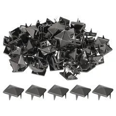 uxcell ピラミッドスタッズ 12mm 約100個 正方形リベット パンク風 DIY カバン 靴 リメイク 飾り物 服アクセサリー レザークラフト用 黒