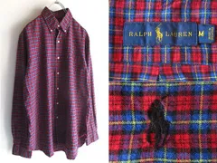 ネコポス対応 RALPH LAUREN ラルフローレン ポロポニーロゴ刺繍 コットン チェック BDシャツ ライトネルシャツ M 赤 青 黄 RN41381 USA企画