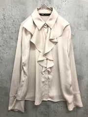 ZARA ザラ 7969/230/307 ジャンボフリル パールビーズボタン シャツ sizeXS/ベージュ ■■ レディース