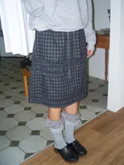 ダブルフリルチェック スカート(シャーリング ミディ ゴーバンチェック バンド SK)