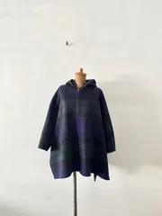 【美品】TOMORROWLAND　ウールカシミヤリバータータンチェック フーデッドコート　サイズ36