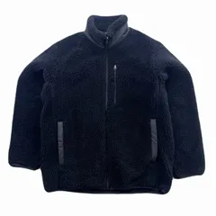 ユニクロ フリースジャケット メンズ Lサイズ ブラック 厚手 ボア 黒 シンプル 定番 防寒 アウター