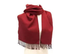 LOEWE ロエベ マフラー アナグラム 臙脂色系×グレー系 ウール75％ アンゴラ25％ レディース フリンジ 美品