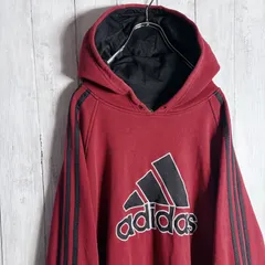 【海外モデル】00s 古着 OLD adidas パフォーマンスロゴ 刺繍 オーバーサイズ ゆるだぼ パーカー #95680