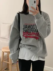 両面起毛 チャンピオン スウェット(Tシャツ 裏毛 カジュアル ルーズフィット デイリー オーバーサイズ オーバーサイズ カットソー 長袖)