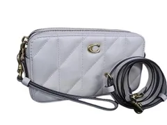 COACH コーチ ショルダーバッグ ピロー CM531 アイボリー レザー レディース 2WAY キルティング ダブルジップ ゴールド金具 美品