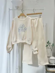 セット)起毛ハートベア刺繍セット(韓国国内製 スウェット セットアップ トレーナー カジュアル)