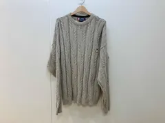 CHAPS チャップス ラルフローレン  ケーブルニットセーター サイズL ベージュ コットン100% メンズ USA製 ワンポイント刺繍 破れ有り