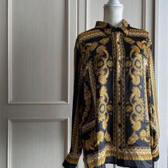 フェンディFENDI ヴィンテージ レオパード ズッカ柄 シルクシャツ