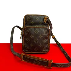 極 美品 LOUIS VUITTON ルイヴィトン ヴィンテージ アマゾン モノグラム レザー 本革 ショルダーバッグ ポシェット ブラウン ph2-9