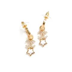 シャネル CHANEL ピアス イヤリング ゴールド ココマーク スター フープ ラインストーン