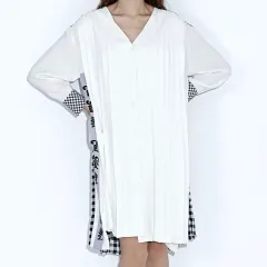 ラッキーシュエトゥ CHECK MIX フール オープン プリーツ ドレス