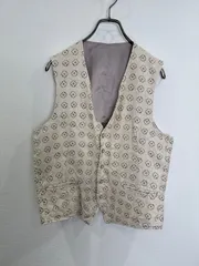 S00639｜GEE STAGE｜ギーステージ｜Vest｜ベスト｜Ivory｜アイボリー｜麻100％｜総柄｜サイズM｜メンズ古着｜Y2K｜90S｜古着｜アメカジ｜USA古着｜ヴィンテージ｜今期トレンド｜ブランド古着｜フォロー割
