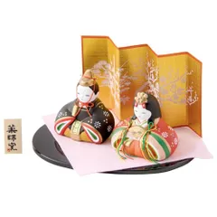 (Smileまーけっと) 雛人形 ミニ 親王飾り 錦彩華みやび雛 陶器 ピンク毛せん付き 日本製po