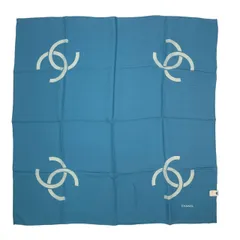 未使用品 CHANEL シャネル スカーフ シルク ココマーク ロゴ ブルー