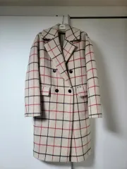 BENETTON ウール100% CHECK ロングコート