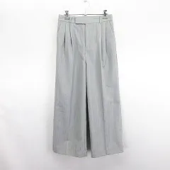 グリーンレーベルリラクシング ユナイテッドアローズ green label relaxing パンツ ボトムス スラックス ワイド ツータック ウール混 SH グレー ※EKM