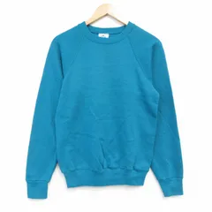 XS/古着 リー Lee 長袖 スウェット メンズ 90年代 90s 無地 ラグラン クルーネック USA製 青緑 25dec12