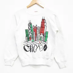 S/古着 アメリカンアパレル 長袖 スウェット メンズ シカゴ クルーネック 白 25dec12