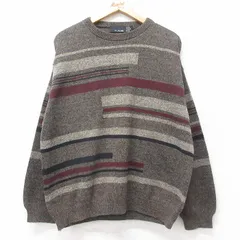 XL/古着 長袖 セーター メンズ 90年代 90s 手織り クルーネック USA製 茶他 25dec12