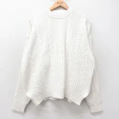 XL/古着 エディーバウアー 長袖 ケーブル セーター メンズ 90年代 90s 大きいサイズ コットン クルーネック 白 25dec12