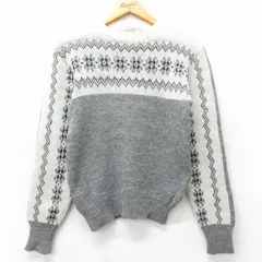 XS/古着 長袖 セーター メンズ 70年代 70s ウール クルーネック グレー他 25dec12