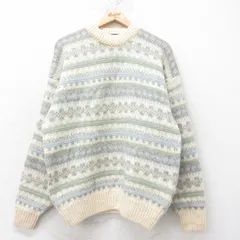 L/古着 長袖 セーター メンズ 90年代 90s ウール アルパカ クルーネック イングランド製 生成り他 25dec12