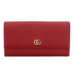 【再値下げ】GUCCI グッチ GGプチマーモント コンチネンタル ウォレット 長財布 456116ダブルG レディース レザー レッド 【中古】