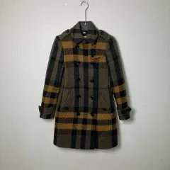 BURBERRY Brit チェック ウールブレンド ダブル コート S