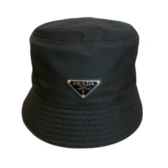 【再値下げ】PRADA プラダ トライアングルロゴ リナイロン バケットハット バケハ 2HC137 2DMI F0002 ユニセックス M ナイロン ブラック 中古
