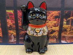 招き猫 左手 黒 一尺二寸 / 小田人形 - メルカリ
