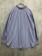 UNITED ARROWS ユナイテッドアローズ 6426-699-0813 ストライプ フリルネック シャツ 白×青 ■■ レディース