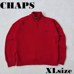 CHAPS コットンニット XLサイズ レッド チャップス ハーフジップ ハイネック 綿100％ 赤