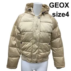 ◆ ジェオックス GEOX ダウンジャケット 長袖 ラグラン フード付き ショート丈 シャンパンゴールド ナイロン 4 S 7号 レディース Z6B720のサムネイル