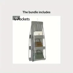 【吊り下げ収納】ハンギング式多層オーガナイザー クローゼット収納 折りたたみ式 省スペース 大容量 バッグ・財布・小物整理に最適【選べるセット】【6 グリッド グレー*5 281円/点】