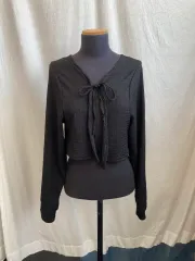 ブラック クロップド カーディガン (M-L)
