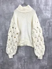 Ray BEAMS レイビームス 61-15-0899-126 ケーブルスリーブ タートルネック ニット セーター sizeONE/オフホワイト ◆■ レディース