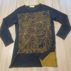 GEORGES RECH　ジョルジュレッシュ　ウール100%長袖ニット　グレー　黄色柄　38サイズ