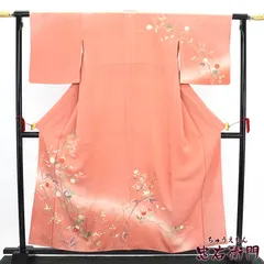 訪問着 袷 レディース 正絹 ピンク 橘 萩 竹 菊 身丈160cm 裄丈66cm 入学式 卒業式 七五三 式典 Mサイズ相当