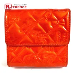 CHANEL シャネル 3つ折り財布 アイコン パテントレザー レッド系
