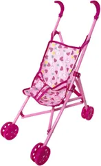 POPULAR MARKET ベビーカー 人形用 おもちゃ 折りたたみ可 おままごと お世話遊び 子ども 軽量 可愛い ミニチュア お世話練習 ドールハウス飾り 親子あそび 知育 (ピンクのくま柄)