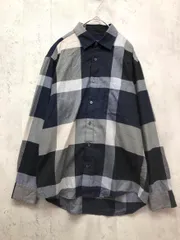 BLACK LABEL CRESTBRIDGE ブラックレーベル クレストブリッジ ビックスケールCBチェック シャツ sizeM/l紺系 ◇■◎メンズ