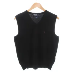ポロ バイ ラルフローレン Polo by Ralph Lauren ニットベスト ウール M 黒 ブラック Vネック ロゴ刺繍 /YJ ■ECT