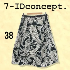 7-IDconcept. セブンアイディコンセプト スカート ひざ丈 フレア ペイズリー柄 レディース ブラック 38