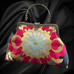 【No.737】着物リメイクバッグ、和風オリジナルバッグ、着物ショルダーバッグ