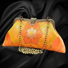 【No.738】着物リメイクバッグ、和風クラッチバッグ、着物ショルダーバッグ