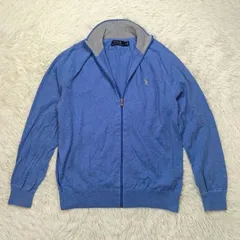 POLO RALPH LAUREN ポロラルフローレン ジップアップニット サイズM メンズ ブルー系 コットン ポニー刺繍 フルジップ セーター